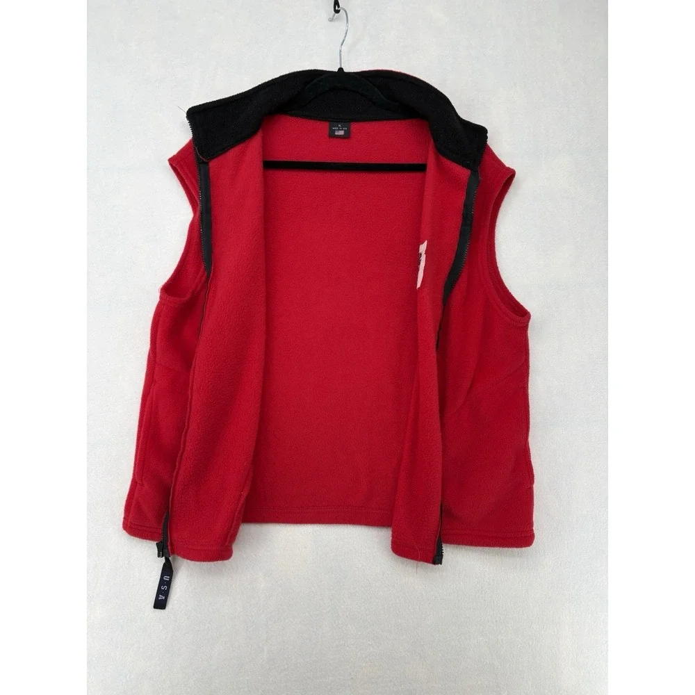 VTG Team USA Olympics Vest Fleece Red Full Zip Jacket Made in USA Mens XL